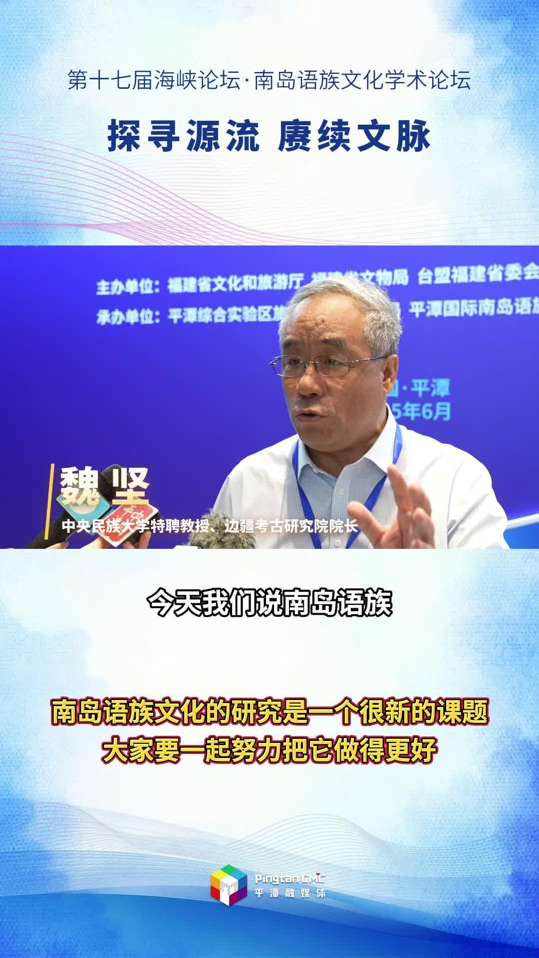 中央民族大学特聘教授、边疆考古研究院院长魏坚：南岛语族文化的研究是一个很新的课题，大家要一起努力把它做得更好
