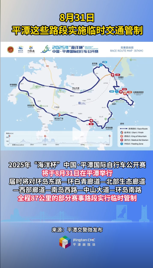 8月31日，平潭这些路段实施临时交通管制