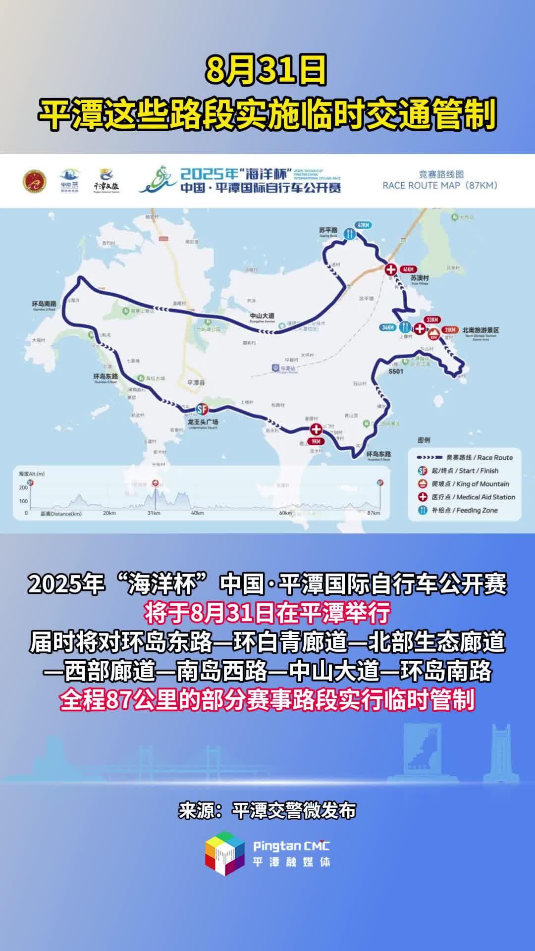 8月31日，平潭这些路段实施临时交通管制