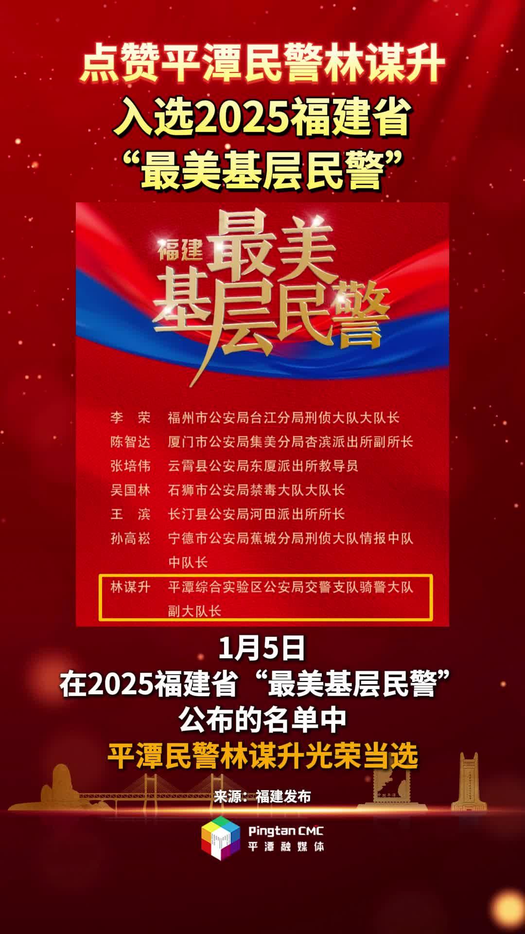平潭民警林谋升入选“最美基层民警”