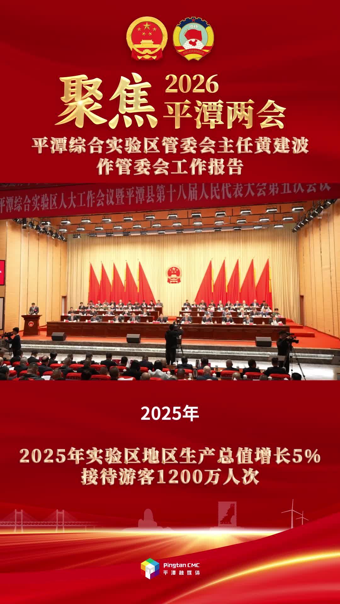 平潭综合实验区管委会主任黄建波：2025年实验区地区生产总值增长5%，接待游客1200万人次