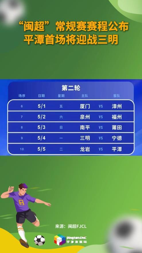 “闽超”常规赛赛程公布！平潭首场将迎战三明